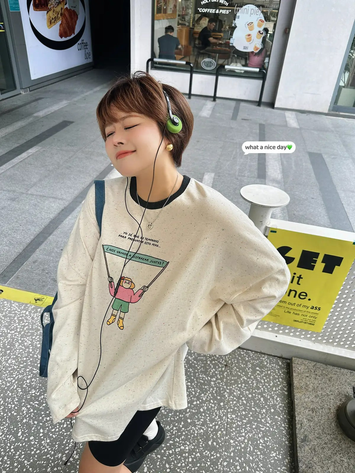 Illustrated printed long sleeve T-Shirt_N82007