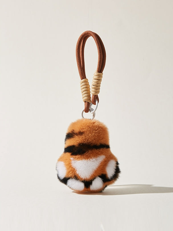 Rabbit fur tiger stripes and cat paws pendants_CH00045