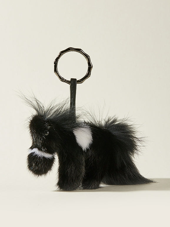 Mink fur cute pony pendant keychain_CH00042