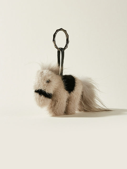 Mink fur cute pony pendant keychain_CH00042