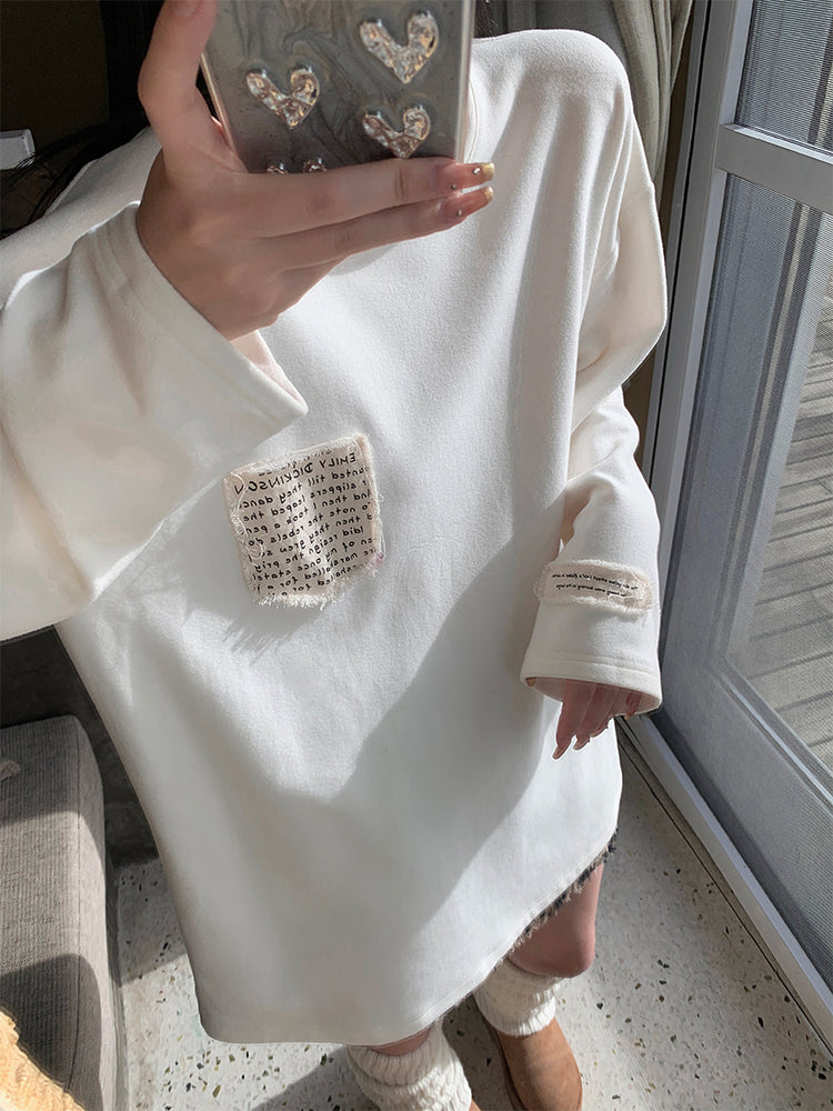 Brushed loose long sleeve t-shirt_N82039