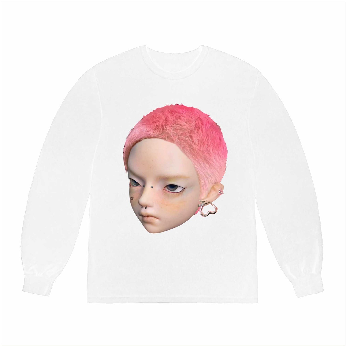 Pink hair big avatar print long sleeve t-shirt_N82065