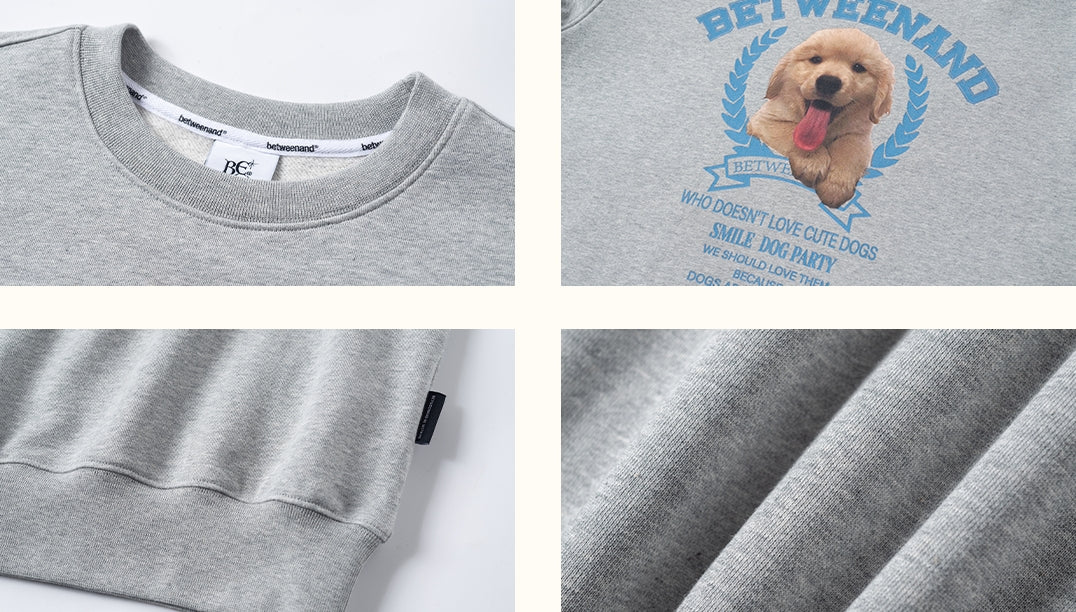 Cute puppy print loose pullover sweatshirt_N82070