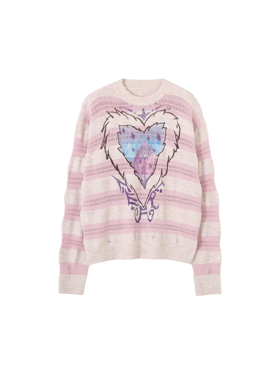 Nature heart cotton-yarn sweater_N82071