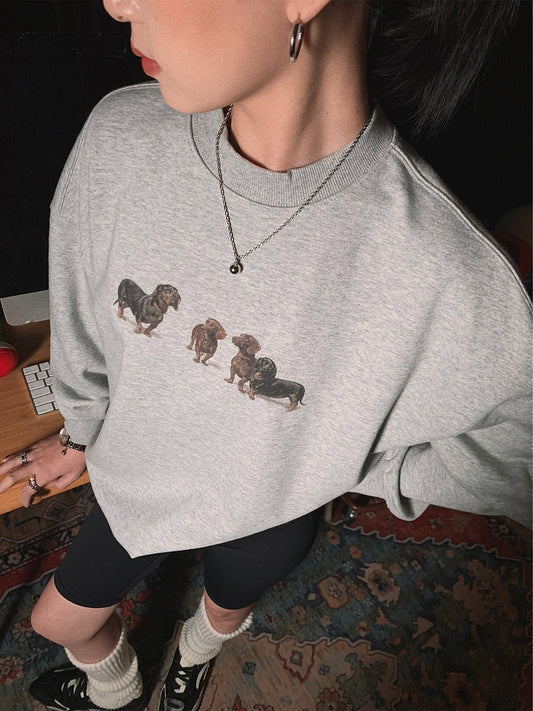 Dogs print crew neck sweatshirt_N82068