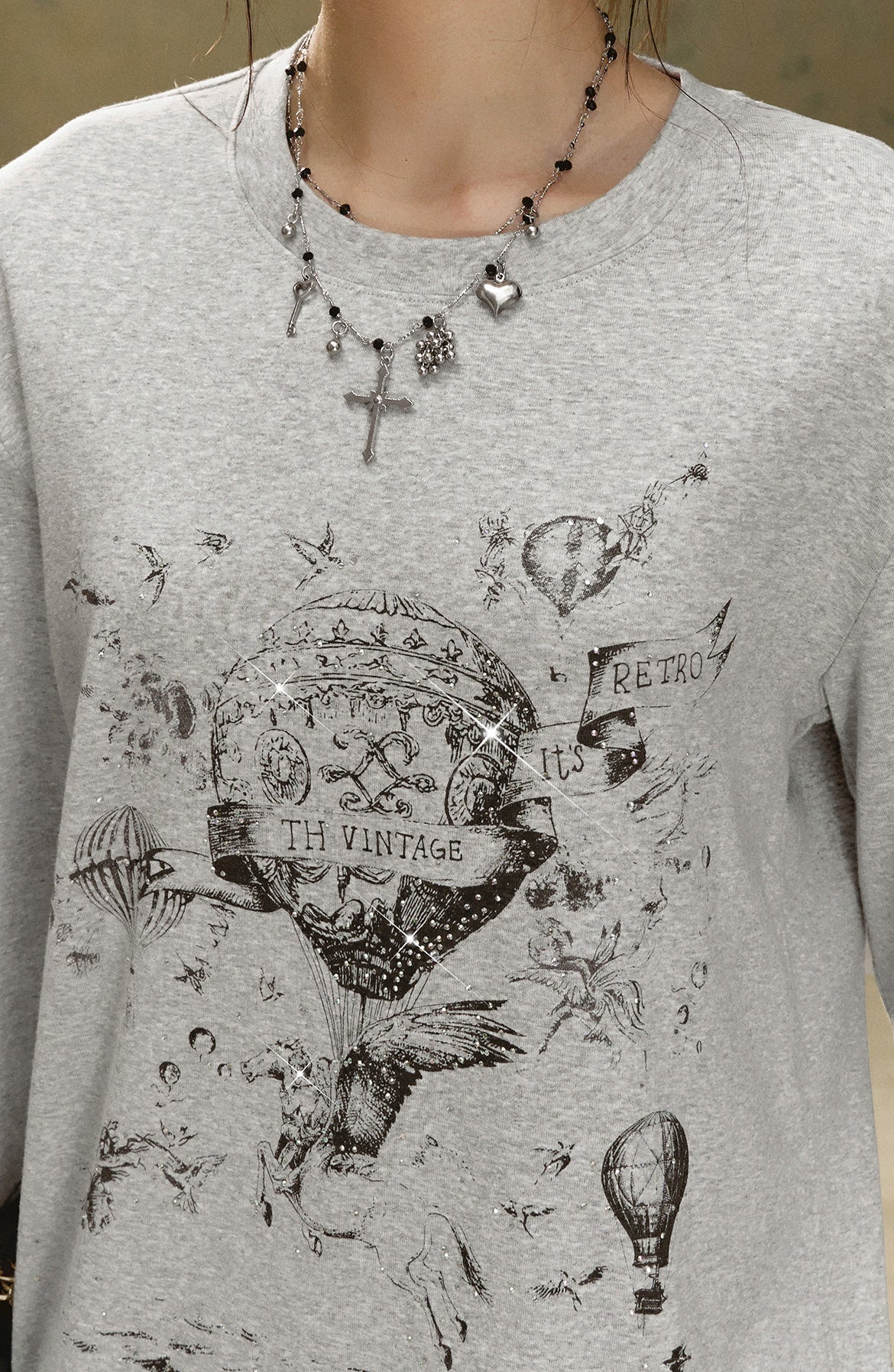 Air balloon print long sleeve T-shirt_N81922