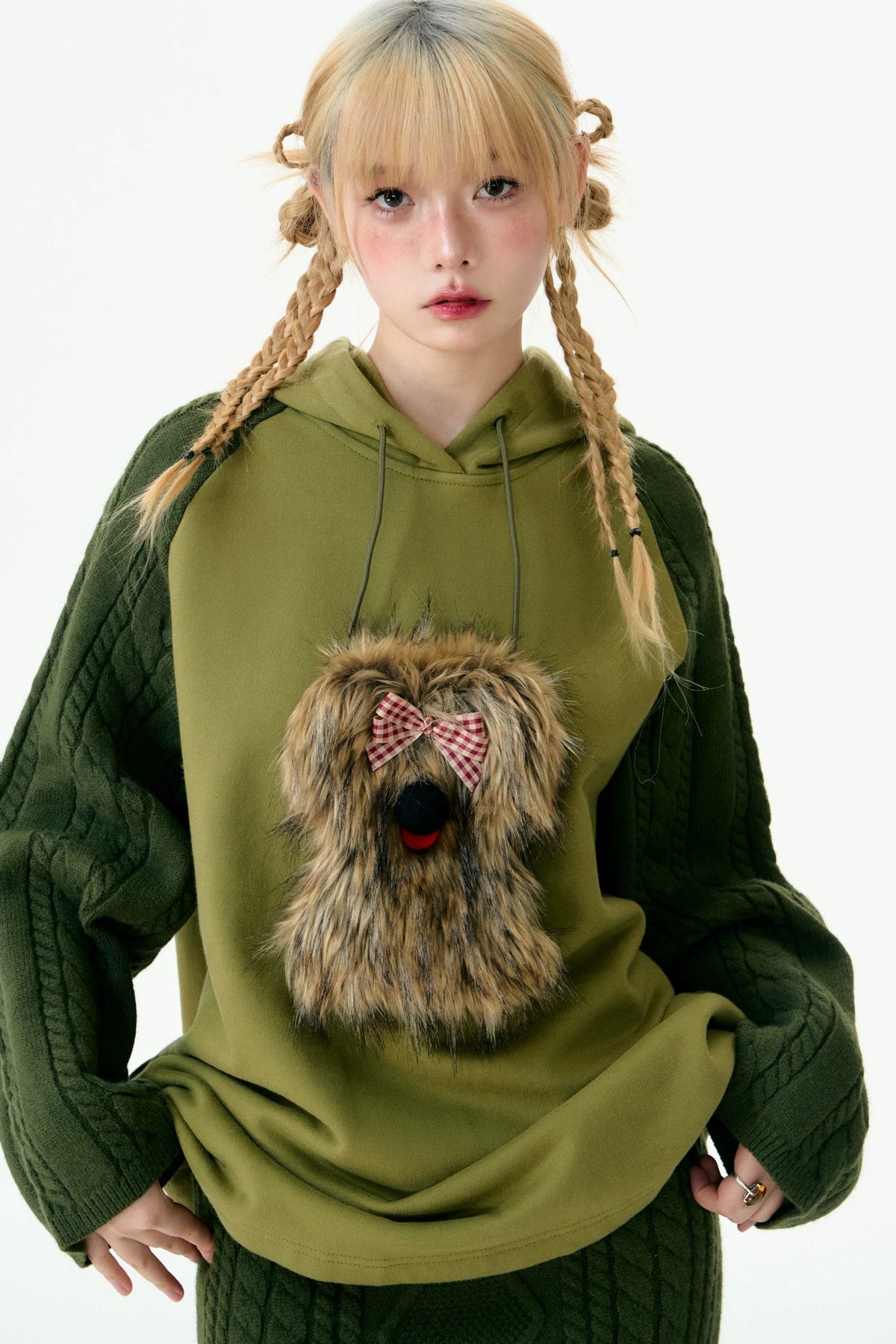 Puppy knitted hooded top and skirt