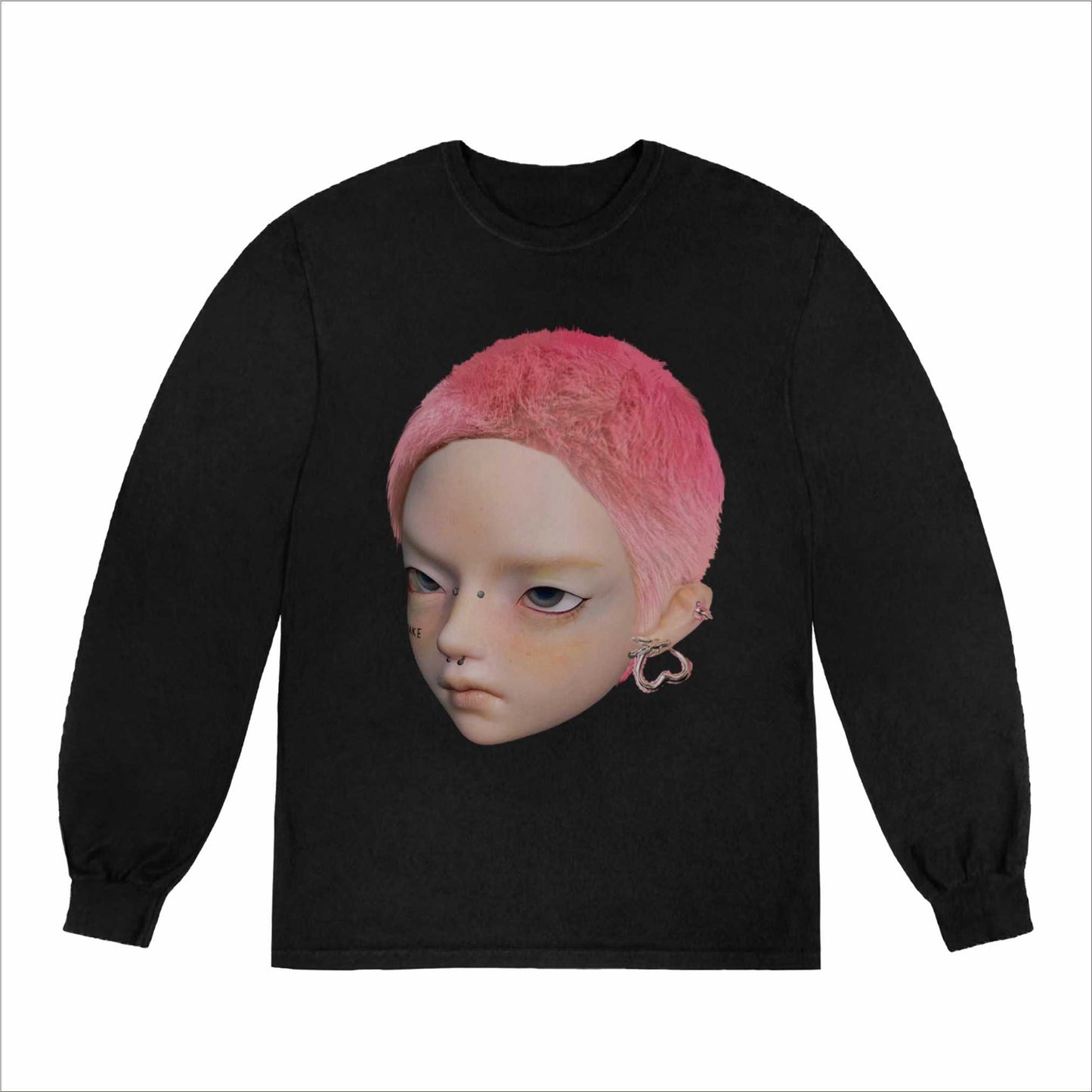 Pink hair big avatar print long sleeve t-shirt_N82065