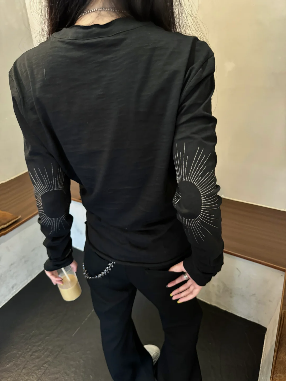 Bamboo henry collar long sleeve T-shirt_N81841