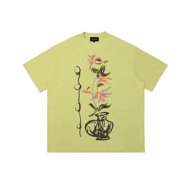 Vase print loose-fitting T-shirt_N81779