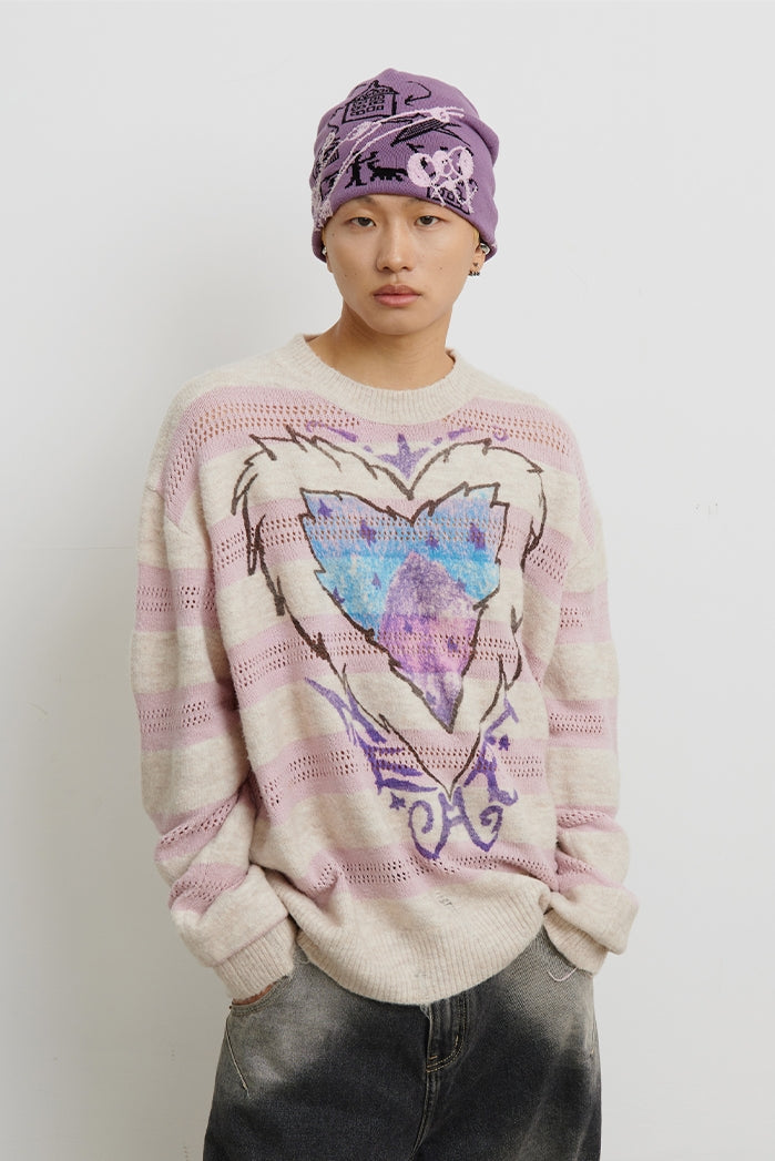 Nature heart cotton-yarn sweater_N82071