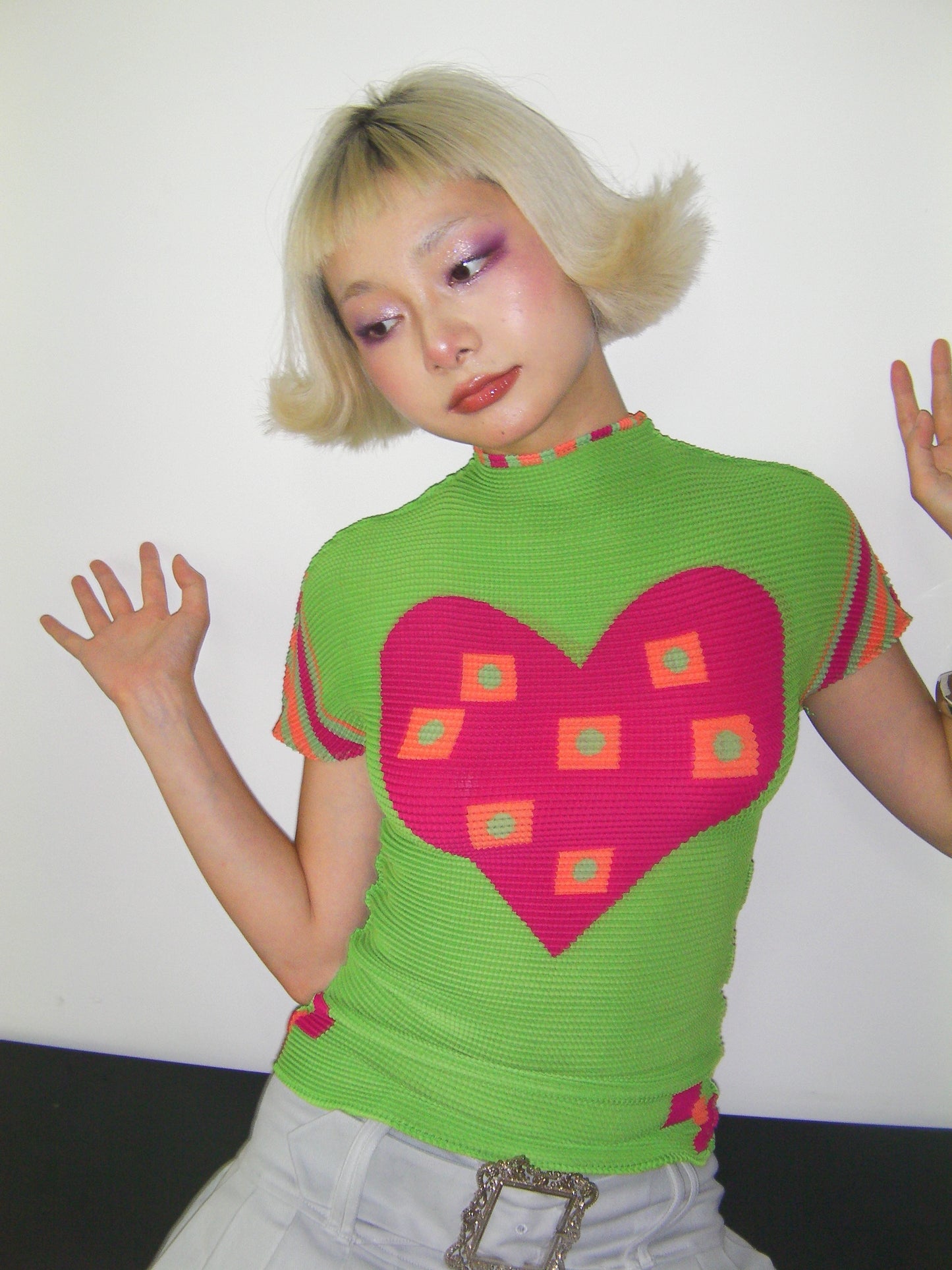 Retro Heart Gathered T-shirt_N81783 