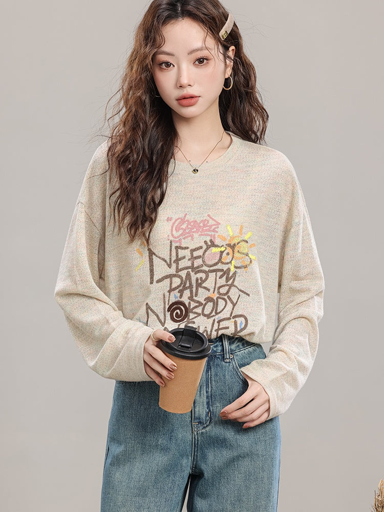 Loose Letter Print Tops_N81880