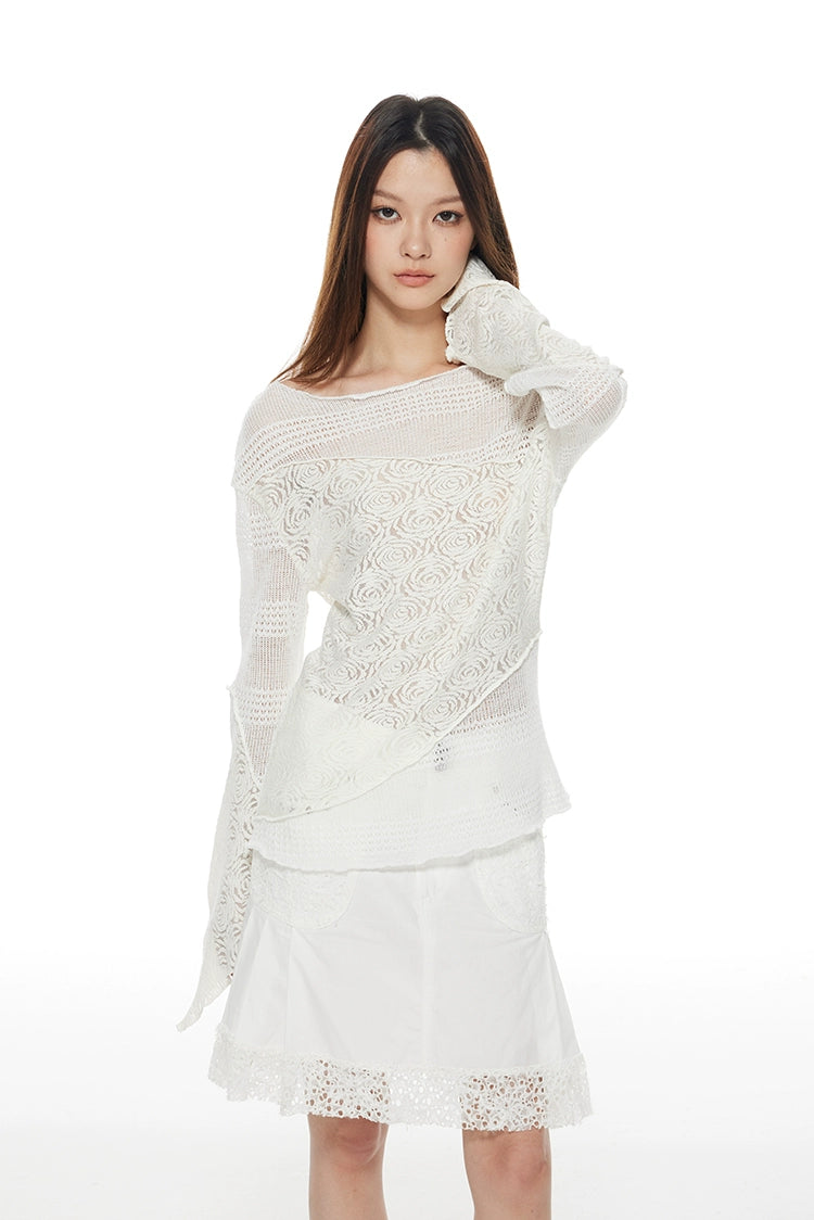 Long Sleeve Feminine Lace Long Top_N81840