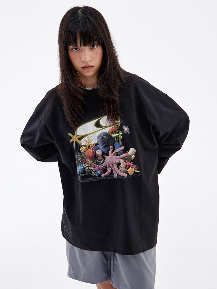 Aquarium Figure long-Sleeved Tops_N81868