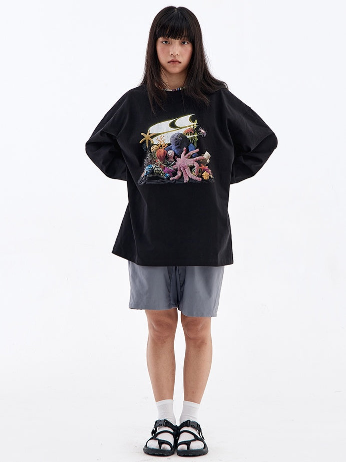 Aquarium Figure long-Sleeved Tops_N81868