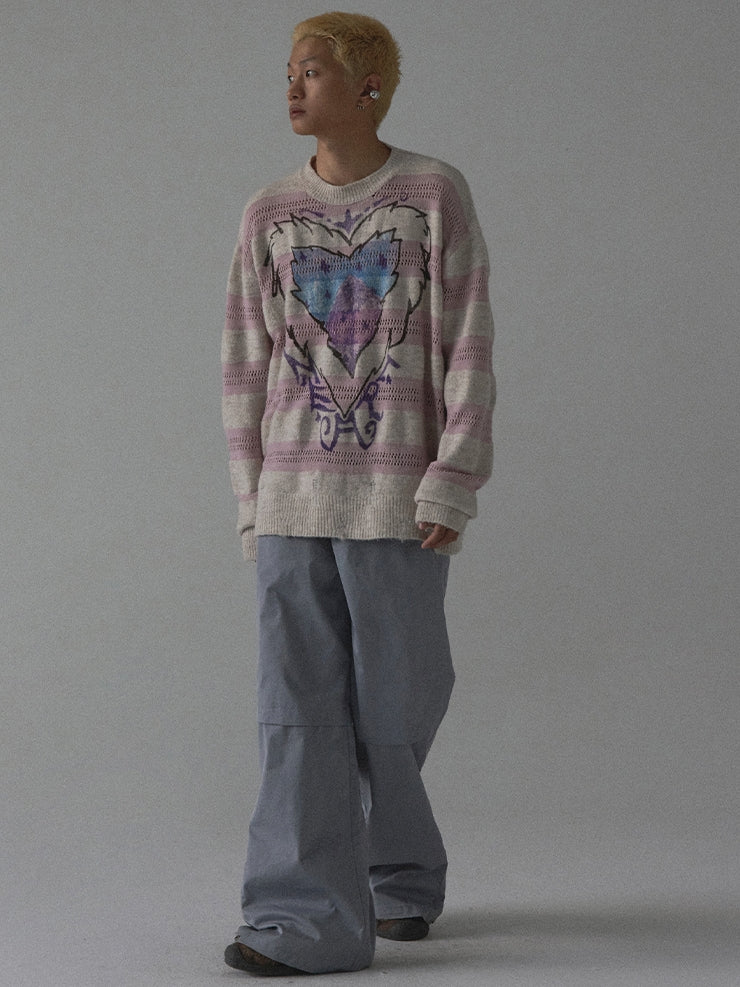 Nature heart cotton-yarn sweater_N82071