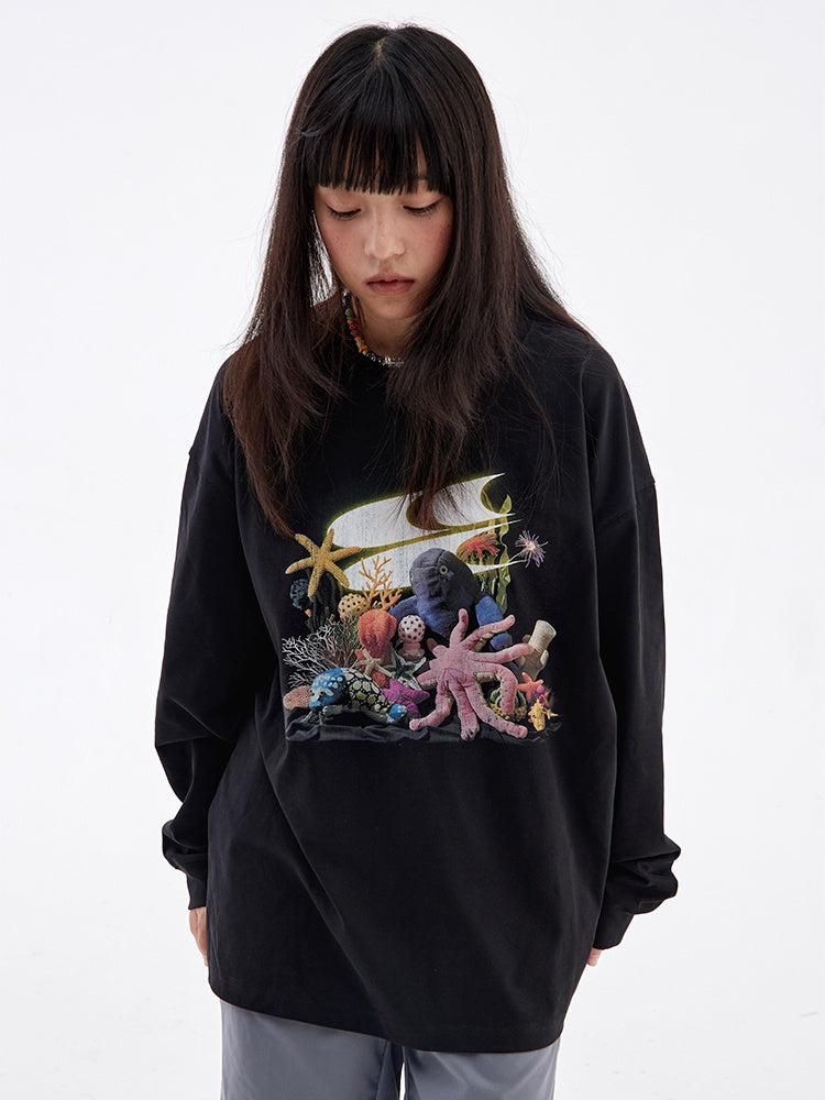 Aquarium Figure long-Sleeved Tops_N81868