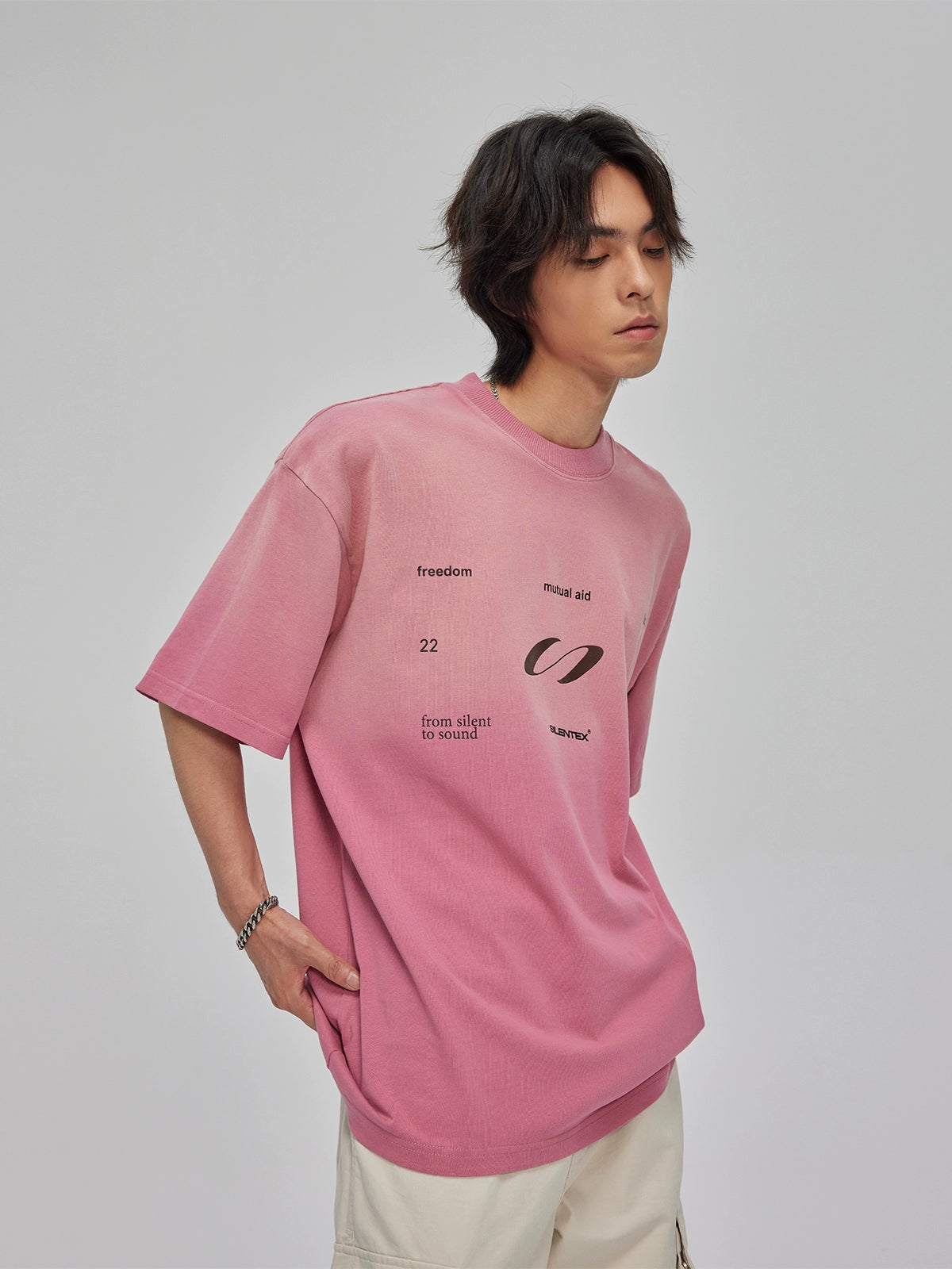 Gradient Water Rinse Print T-Shirt Short Sleeve_N81773