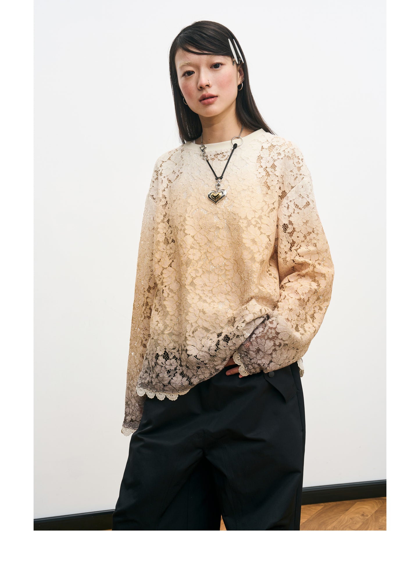 Gradient Lace Long Sleeve Tee_N81834