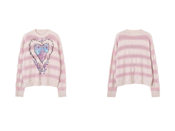 Nature heart cotton-yarn sweater_N82071