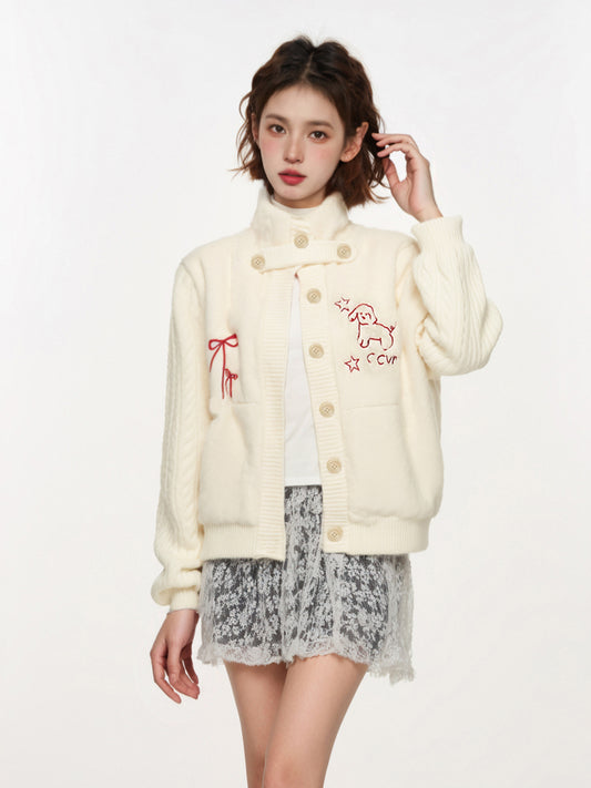 Half turtleneck knitted cardigan_N82086