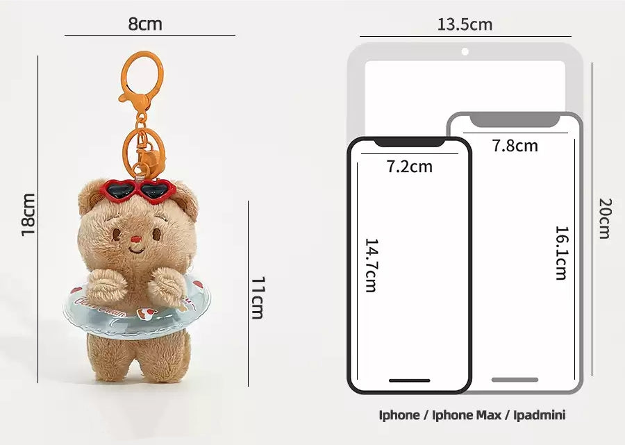 Swimming ring little brown bear Keycharm_CH00028