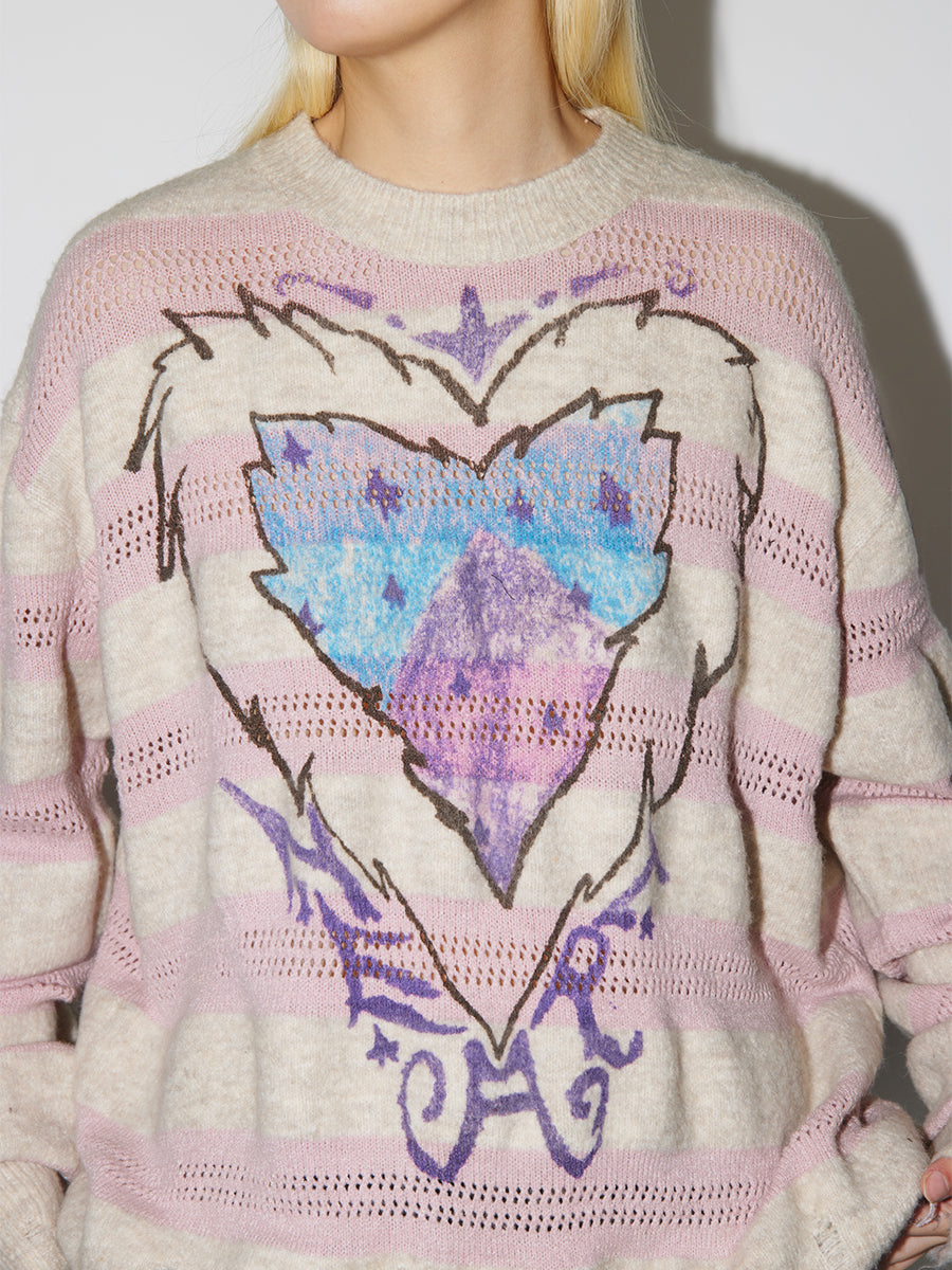 Nature heart cotton-yarn sweater_N82071