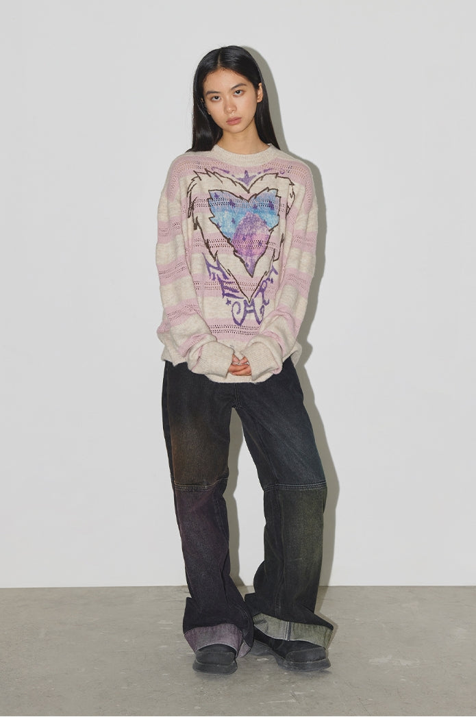 Nature heart cotton-yarn sweater_N82071