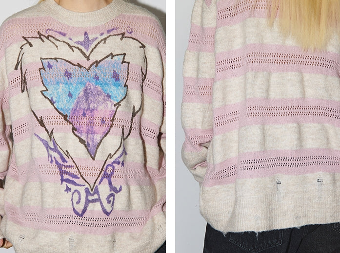 Nature heart cotton-yarn sweater_N82071