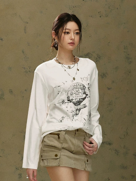 Air balloon print long sleeve T-shirt_N81922