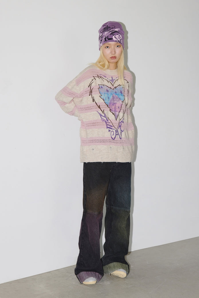 Nature heart cotton-yarn sweater_N82071