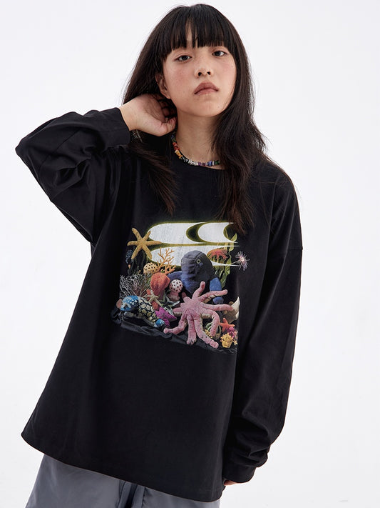 Aquarium Figure long-Sleeved Tops_N81868