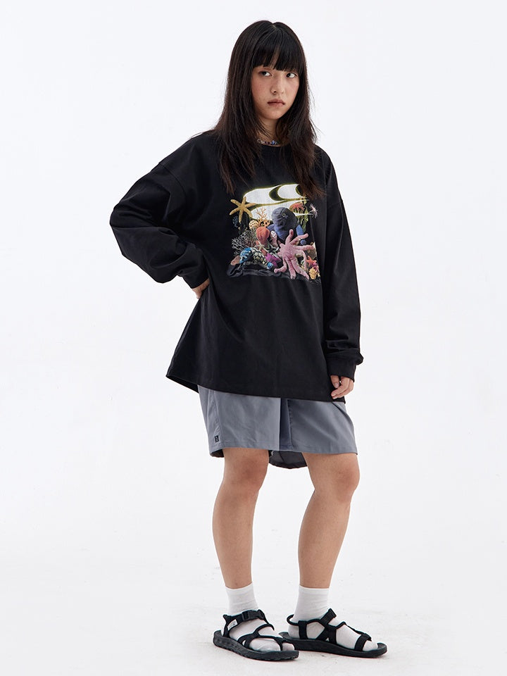 Aquarium Figure long-Sleeved Tops_N81868