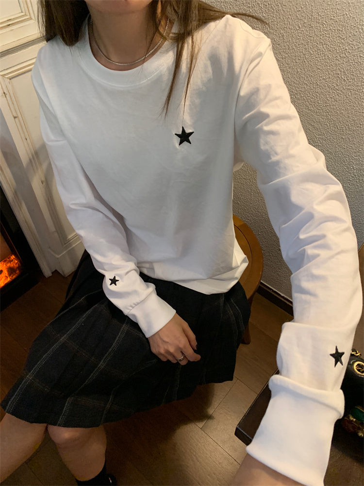 One point star round neck long sleeve t-shirt_N82072