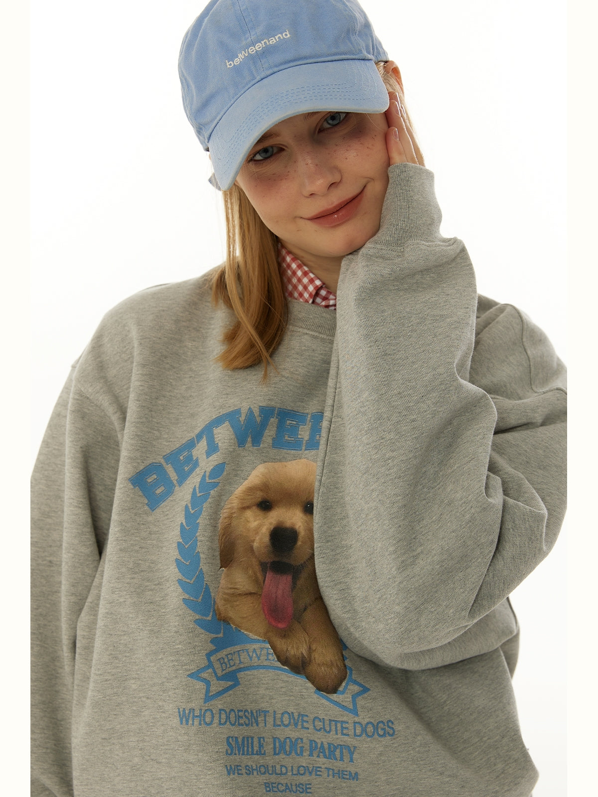 Cute puppy print loose pullover sweatshirt_N82070