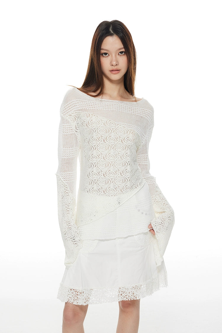 Long Sleeve Feminine Lace Long Top_N81840