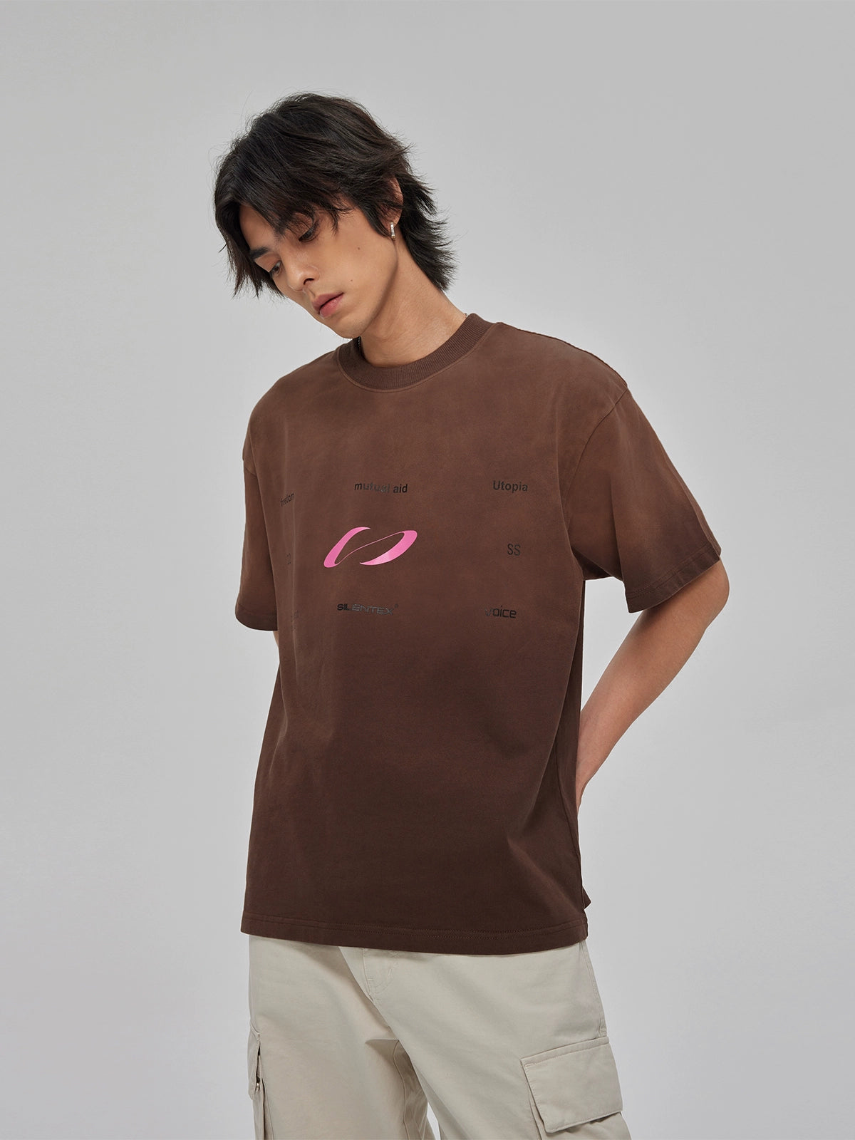 Gradient Water Rinse Print T-Shirt Short Sleeve_N81773