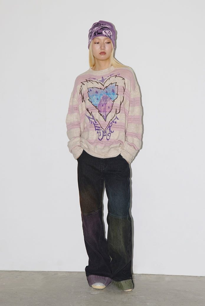 Nature heart cotton-yarn sweater_N82071