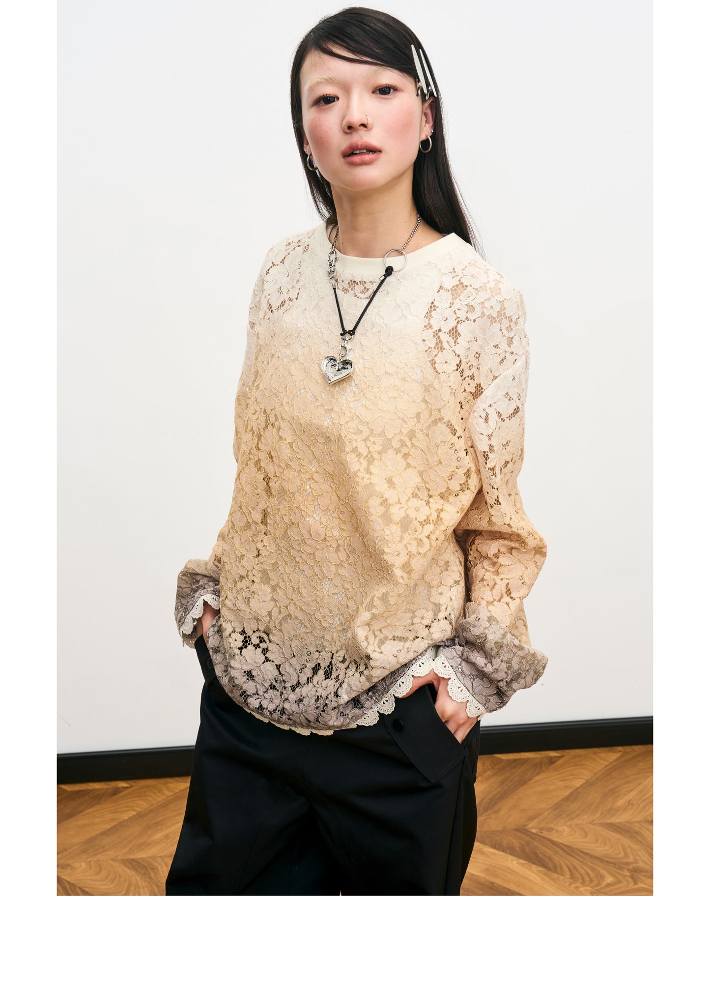 Gradient Lace Long Sleeve Tee_N81834