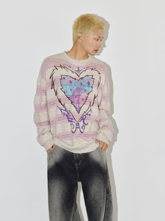 Nature heart cotton-yarn sweater_N82071