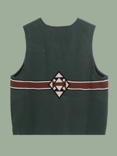 Ethnic pattern vintage style knit vest_N81956