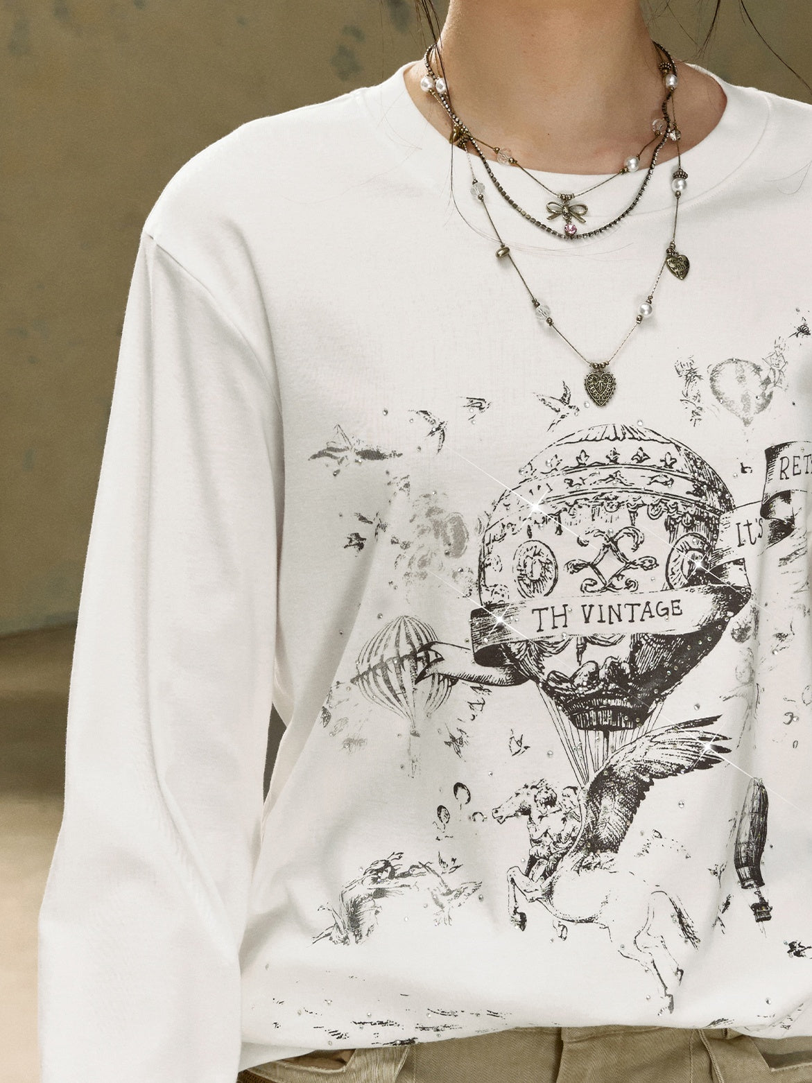 Air balloon print long sleeve T-shirt_N81922