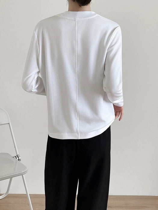 Simple crewneck long sleeved T-shirt_N81952