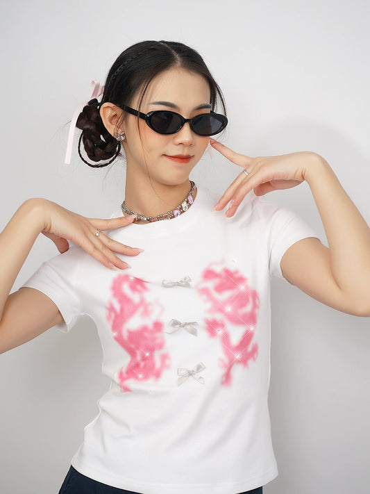 Wheat pink short length short sleeve T-shirt_N81800