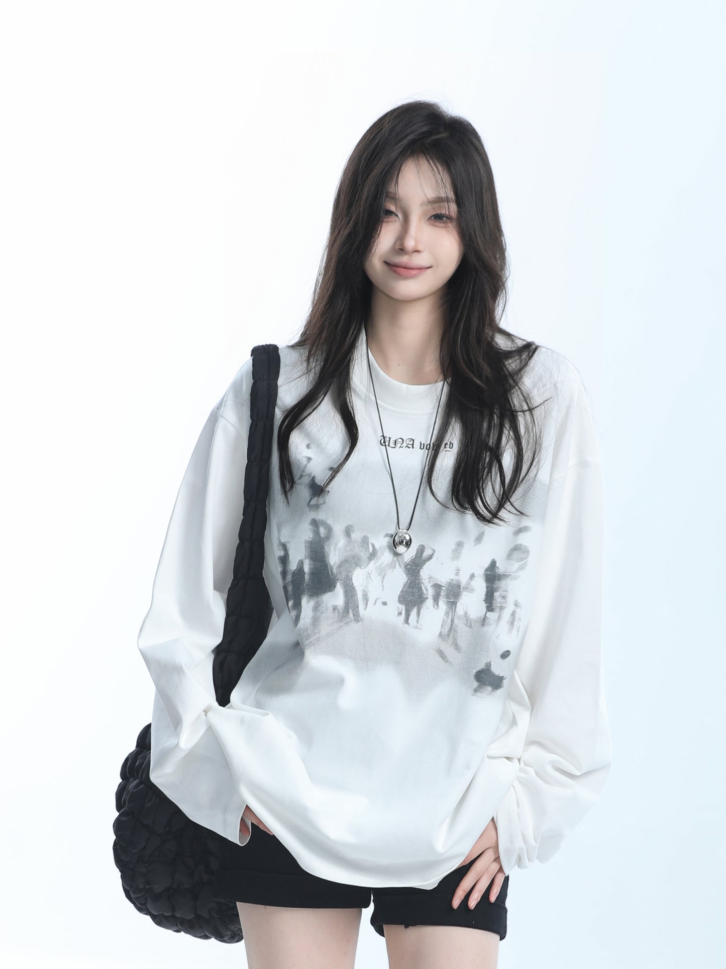 Oversize loose crewneck long sleeved T-shirt_N82067