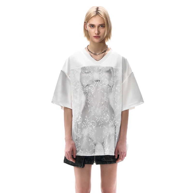 Loose-fitting human body print T-shirt_N81747