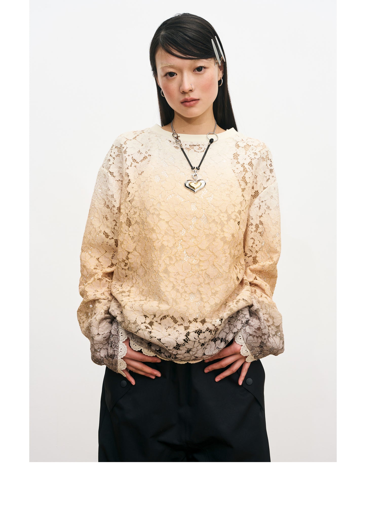 Gradient Lace Long Sleeve Tee_N81834