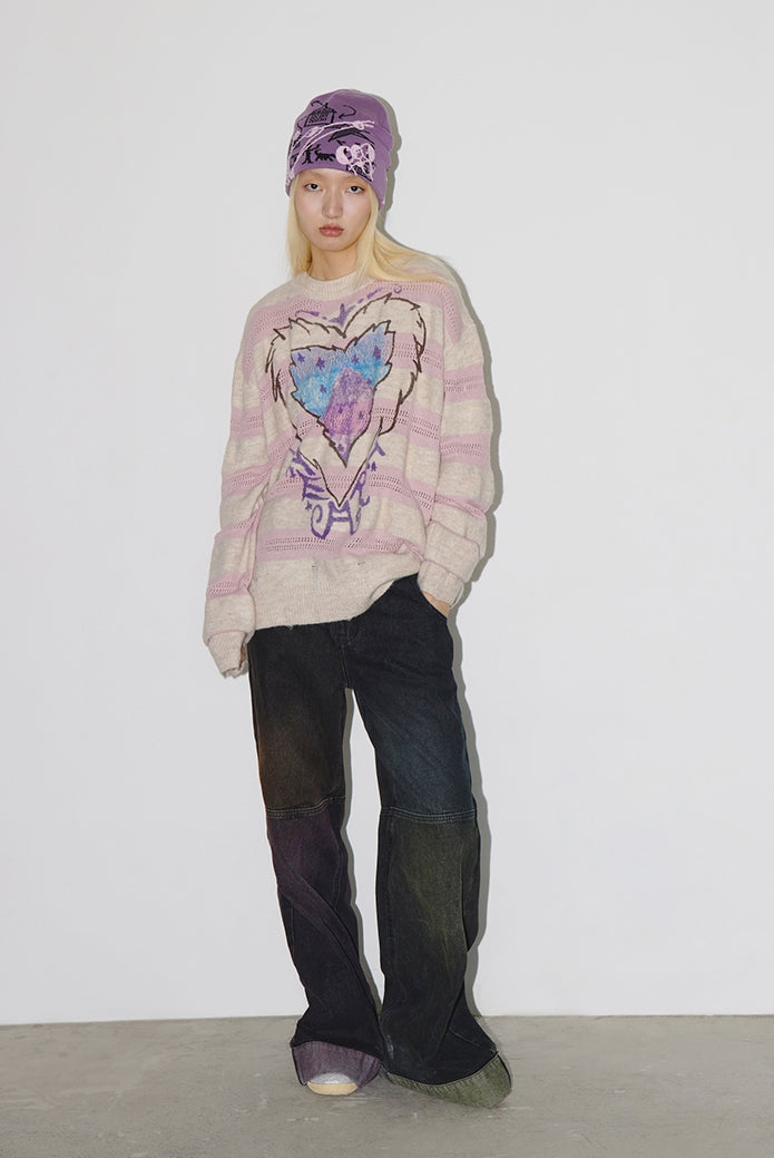 Nature heart cotton-yarn sweater_N82071