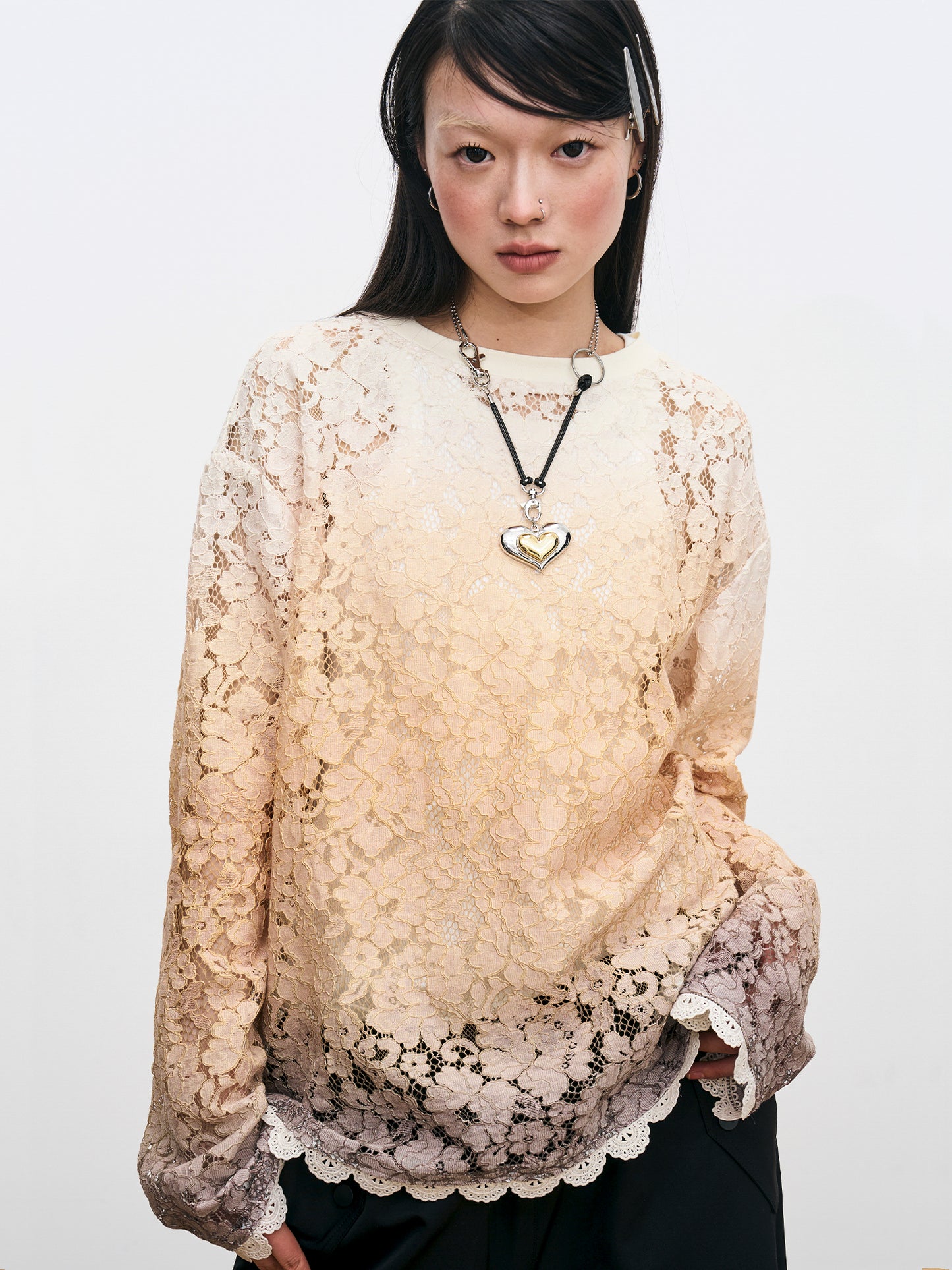 Gradient Lace Long Sleeve Tee_N81834